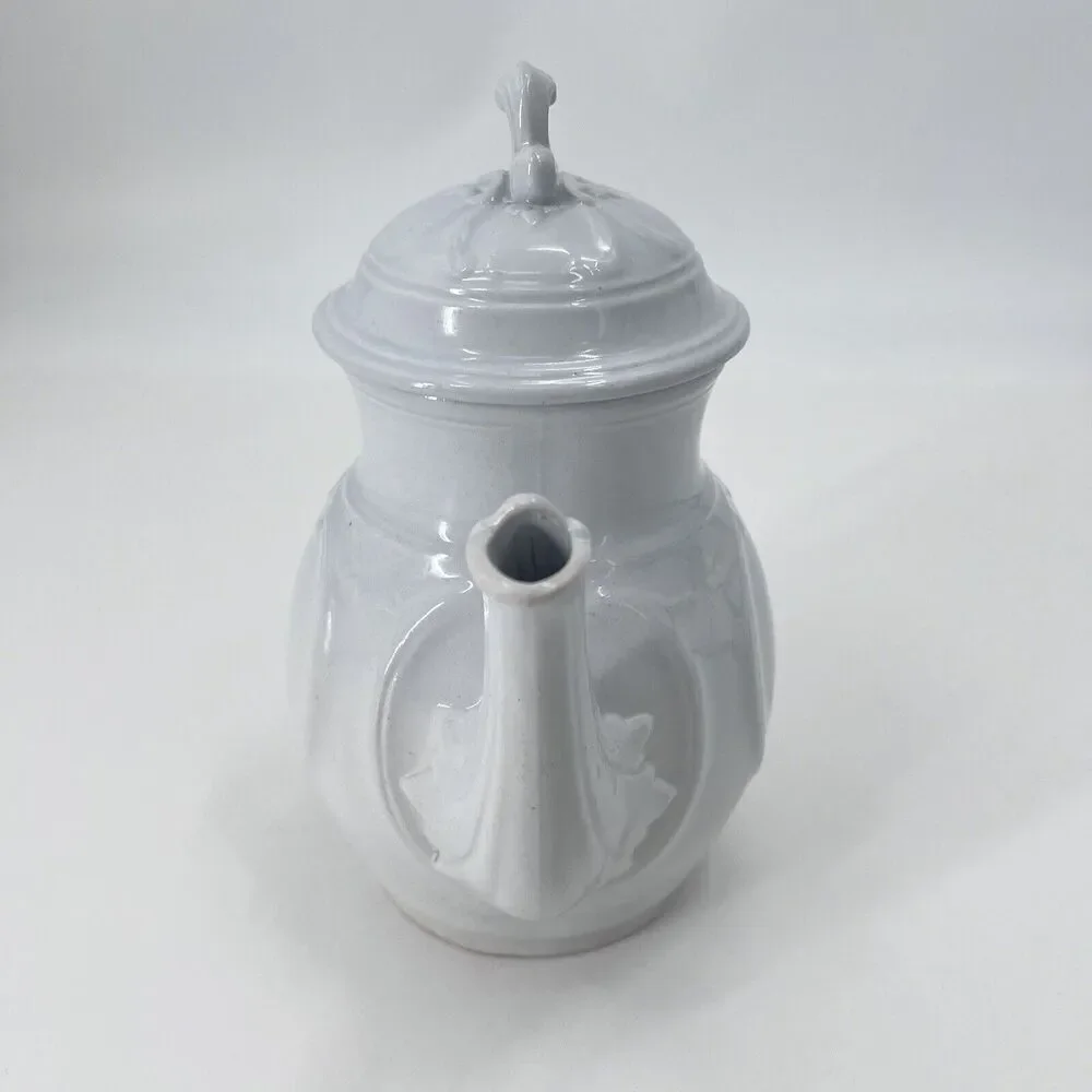 Antique Victorian White Ironstone China Teapot Cottage Farmhouse Decor